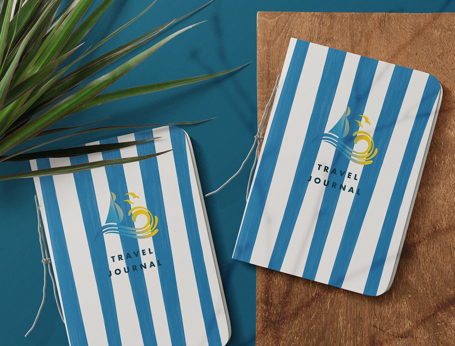 Brezza Marina Rooms travel journal with striped cover and logo