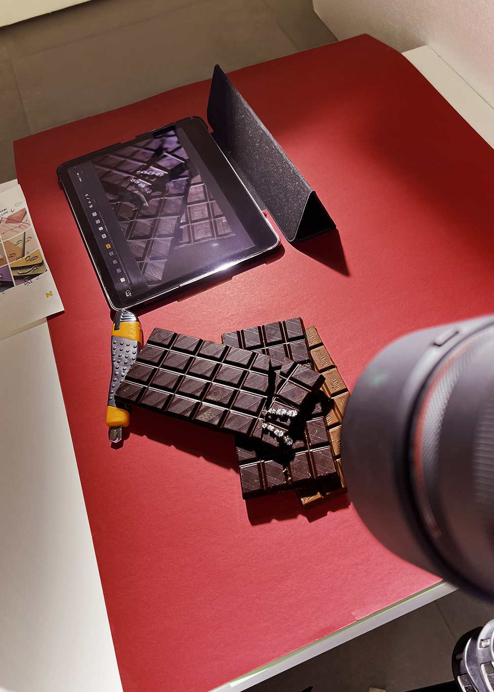 Backstage image from the content production set during the Schreiber shoot.